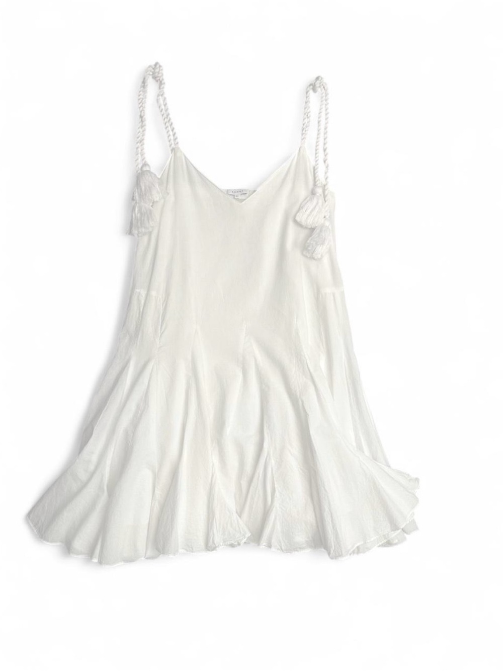RHODE White Tassel-Shoulder V-Neck Flare Dress